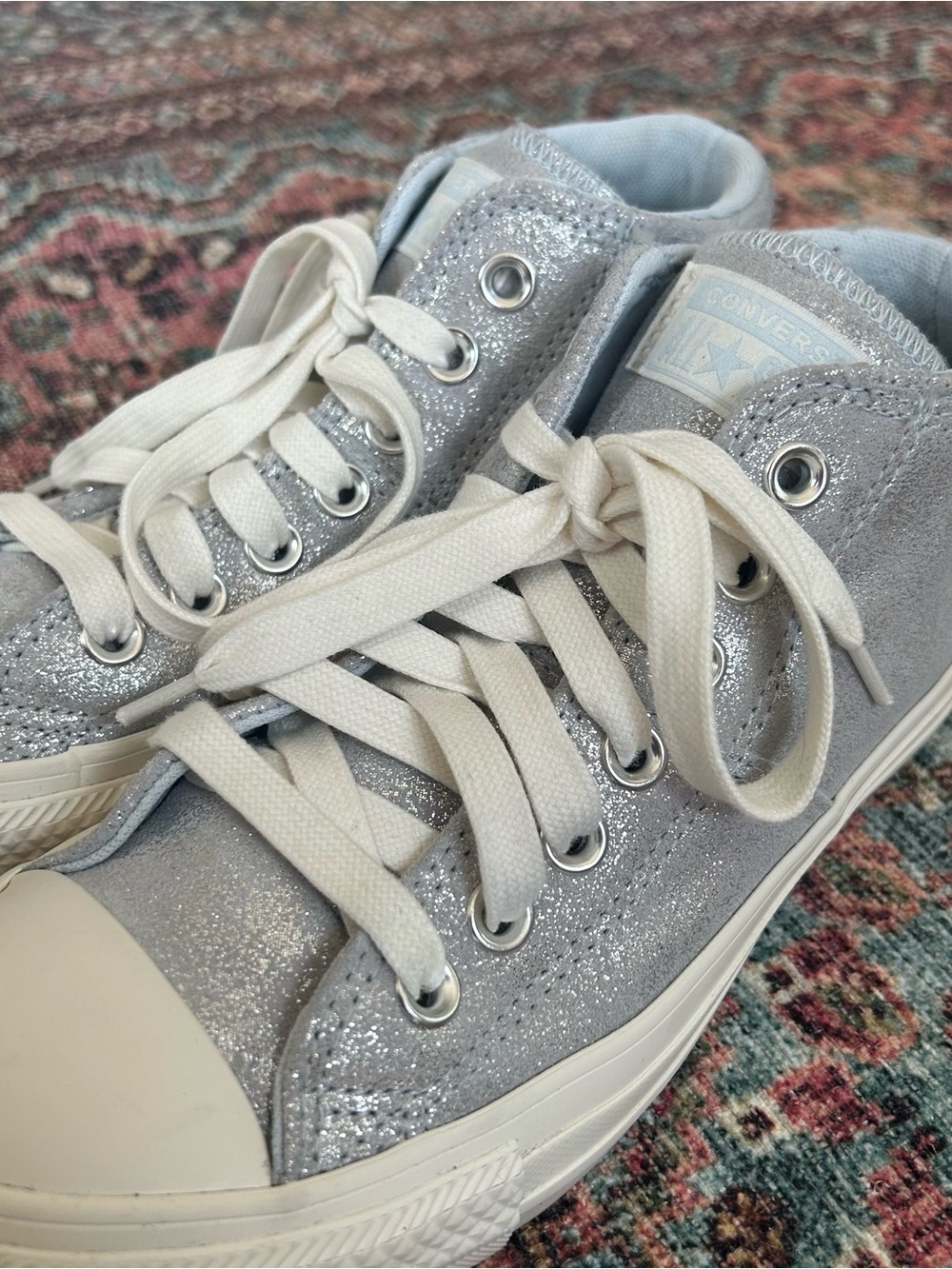 Women’s Converse Madison Mid Sneakers in Winter Slay Silver Glitter Size 7 - Picture 7 of 8
